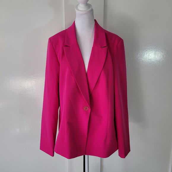 Nanette Lepore Jackets & Blazers - Nanette Lepore Size 16 One Button Blazer Structured Bright Pink Office Business